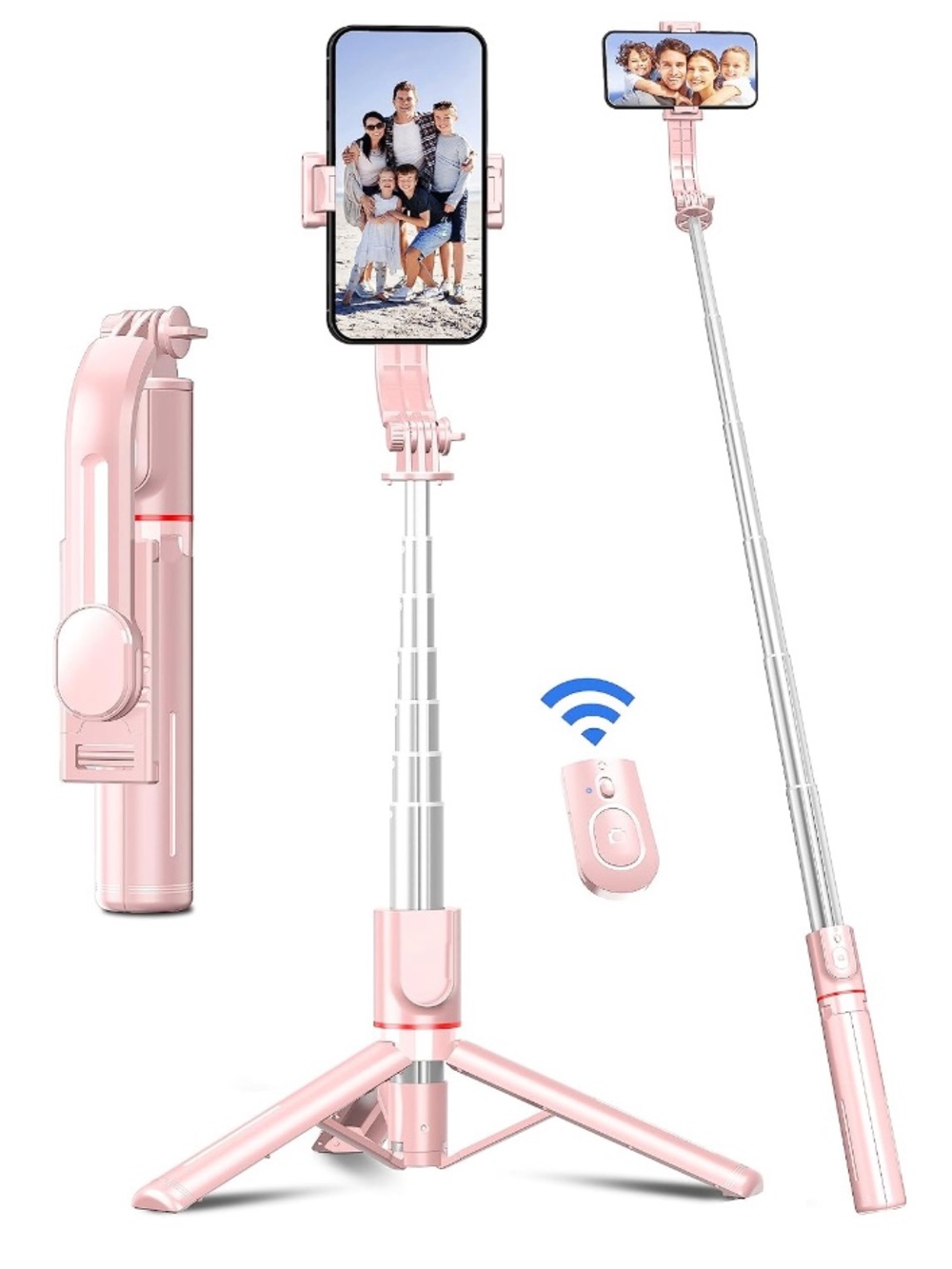✨NIB✨ Pink Bluetooth Selfie Stick Tripod with Remote - Portable Phone Mount